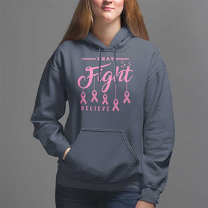 Breast Cancer Hoodie Pray Fight Believe TS09 Navy Print Your Wear