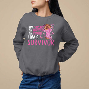 Pink Breast Cancer Sweatshirt I Am A Survivor Strong Powerful Fearless TS09 Charcoal Print Your Wear