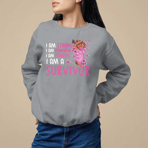 Pink Breast Cancer Sweatshirt I Am A Survivor Strong Powerful Fearless TS09 Sport Gray Print Your Wear