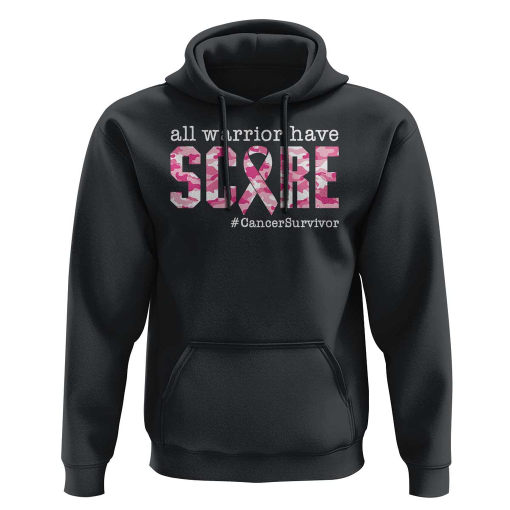 Breast Cancer Hoodie All Warriors Have Scars Millitary Camouflage TS09 Black Print Your Wear