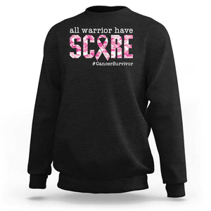 Breast Cancer Sweatshirt All Warriors Have Scars Millitary Camouflage TS09 Black Print Your Wear