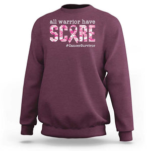 Breast Cancer Sweatshirt All Warriors Have Scars Millitary Camouflage TS09 Maroon Print Your Wear