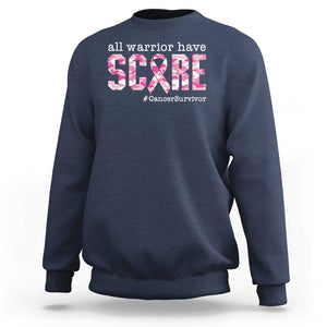 Breast Cancer Sweatshirt All Warriors Have Scars Millitary Camouflage TS09 Navy Print Your Wear