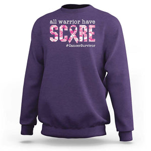 Breast Cancer Sweatshirt All Warriors Have Scars Millitary Camouflage TS09 Purple Print Your Wear