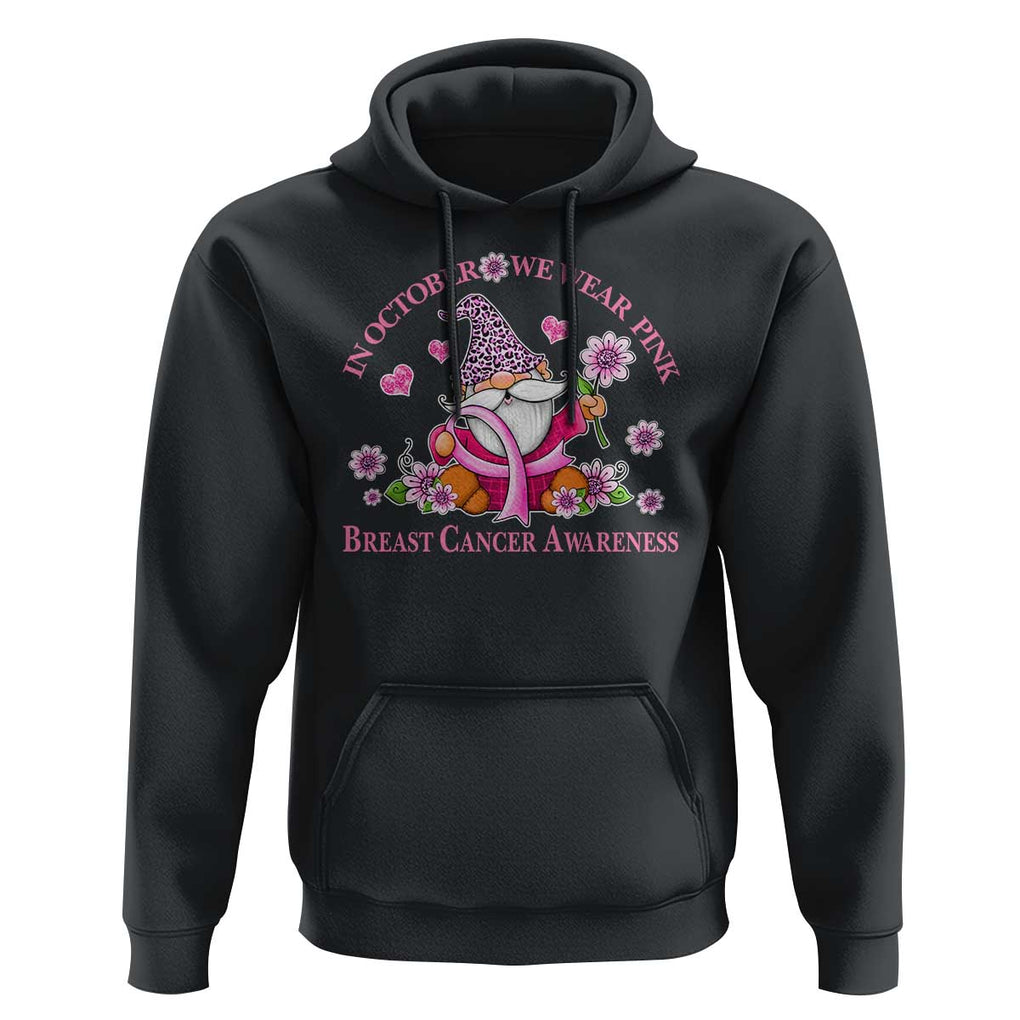 Breast Cancer Awareness Hoodie In October We Wear Pink Gnome TS09 Black Print Your Wear