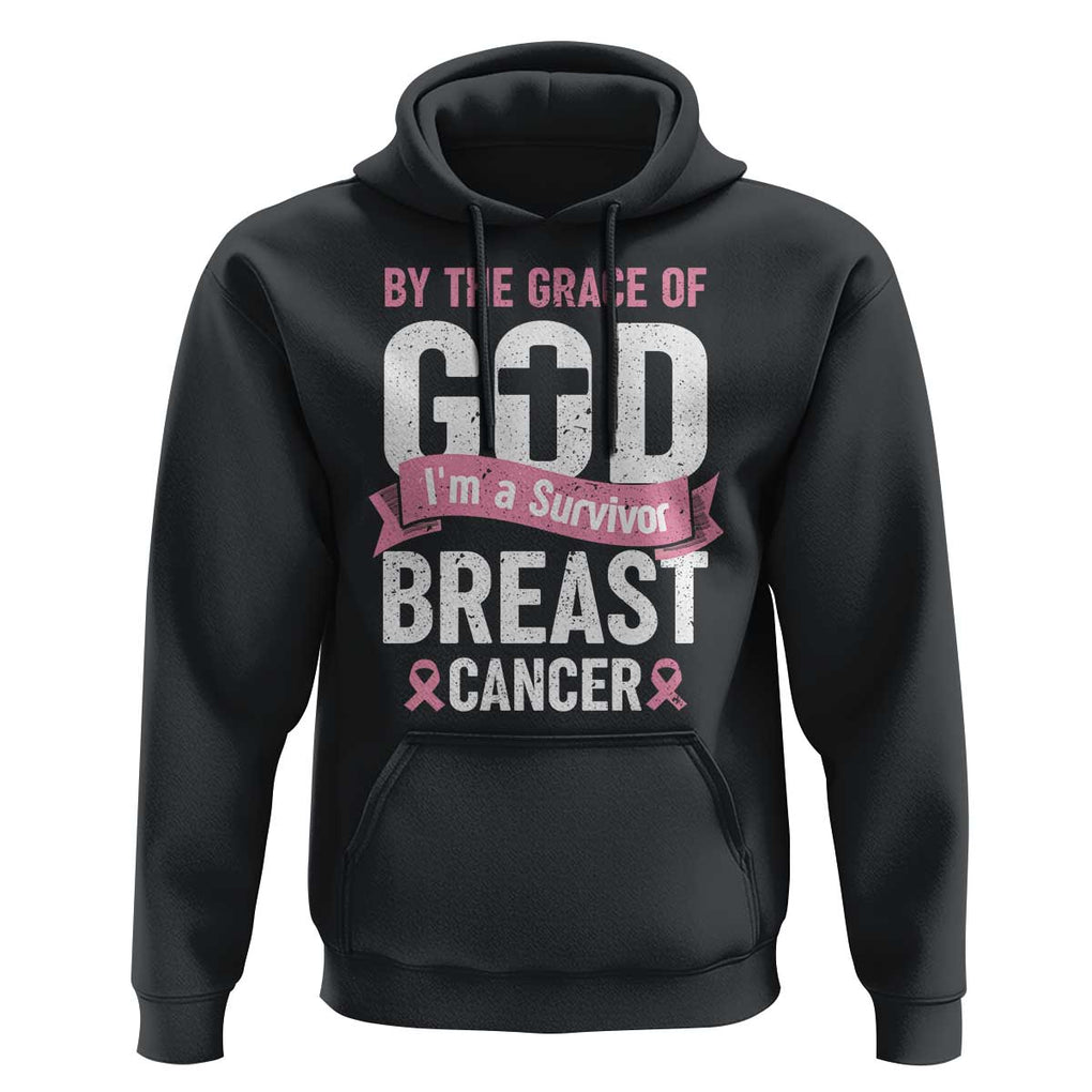 Breast Cancer Hoodie By The Grace Of God I'm A Survivor TS09 Black Print Your Wear