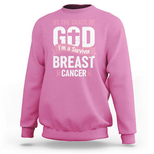 Breast Cancer Sweatshirt By The Grace Of God I'm A Survivor TS09 Azalea Print Your Wear