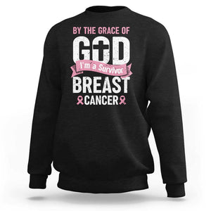 Breast Cancer Sweatshirt By The Grace Of God I'm A Survivor TS09 Black Print Your Wear