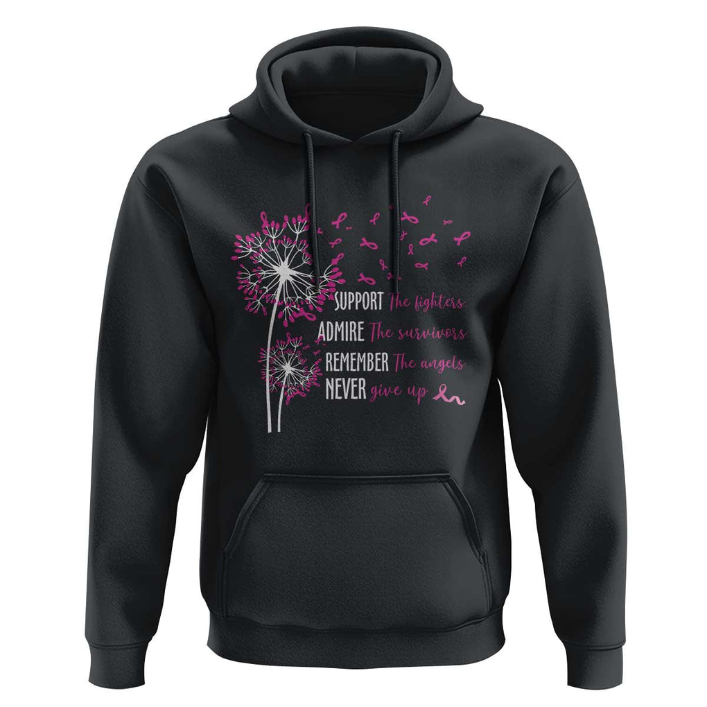 Breast Cancer Support The Fighters Hoodie Admire The Survivors Remember The Angels TS09 Black Print Your Wear