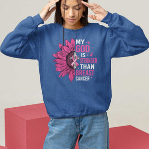 My God Is Stronger Than Breast Cancer Sweatshirt Christian Sunflower American Flag TS09 Royal Blue Print Your Wear