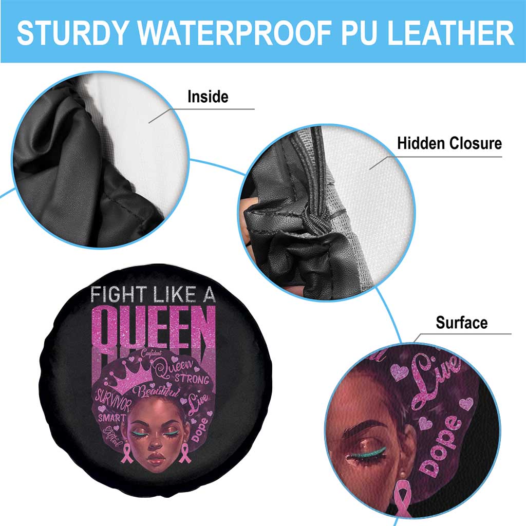 Pink Breast Cancer Warrior Spare Tire Cover Fight Like A Queen TS09 Print Your Wear