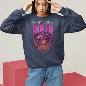 Pink Breast Cancer Warrior Sweatshirt Fight Like A Queen TS09 Navy Print Your Wear