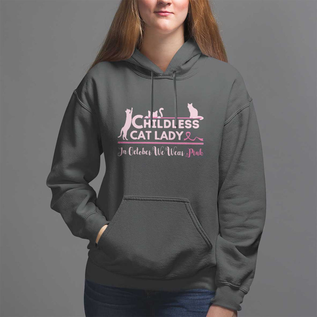 Kamala Breast Cancer Hoodie In October We Wear Pink Childless Cat Lady Harris Support Feminist TS09 Black Print Your Wear