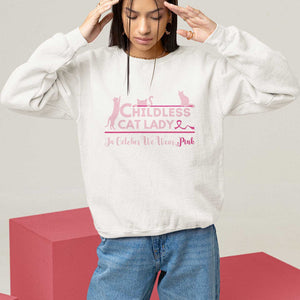 Kamala Breast Cancer Sweatshirt In October We Wear Pink Childless Cat Lady Harris Support Feminist TS09 White Print Your Wear