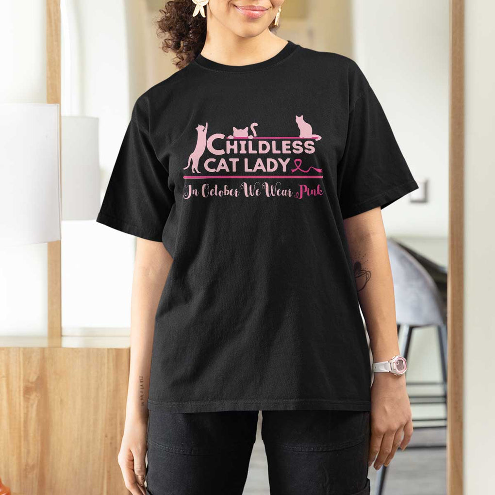 Kamala Breast Cancer T Shirt For Women In October We Wear Pink Childless Cat Lady Harris Support Feminist TS09 Black Print Your Wear