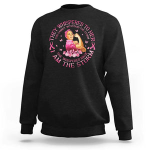 Kamala Breast Cancer Sweatshirt She Whispered Back I Am The Strom Harris Support TS09 Black Print Your Wear