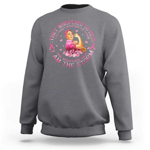 Kamala Breast Cancer Sweatshirt She Whispered Back I Am The Strom Harris Support TS09 Charcoal Print Your Wear