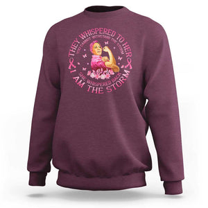 Kamala Breast Cancer Sweatshirt She Whispered Back I Am The Strom Harris Support TS09 Maroon Print Your Wear