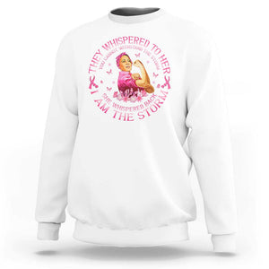 Kamala Breast Cancer Sweatshirt She Whispered Back I Am The Strom Harris Support TS09 White Print Your Wear