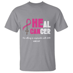 Male Breast Cancer T Shirt He Can Heal Cancer Christian TS09 Sport Gray Print Your Wear