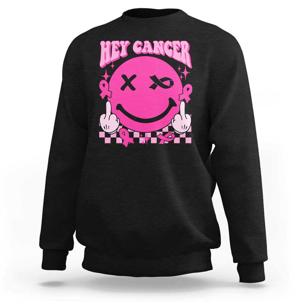 Funny Breast Cancer Sweatshirt Fuck Cancer Groovy TS09 Black Print Your Wear