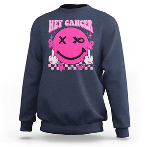 Funny Breast Cancer Sweatshirt Fuck Cancer Groovy TS09 Navy Print Your Wear