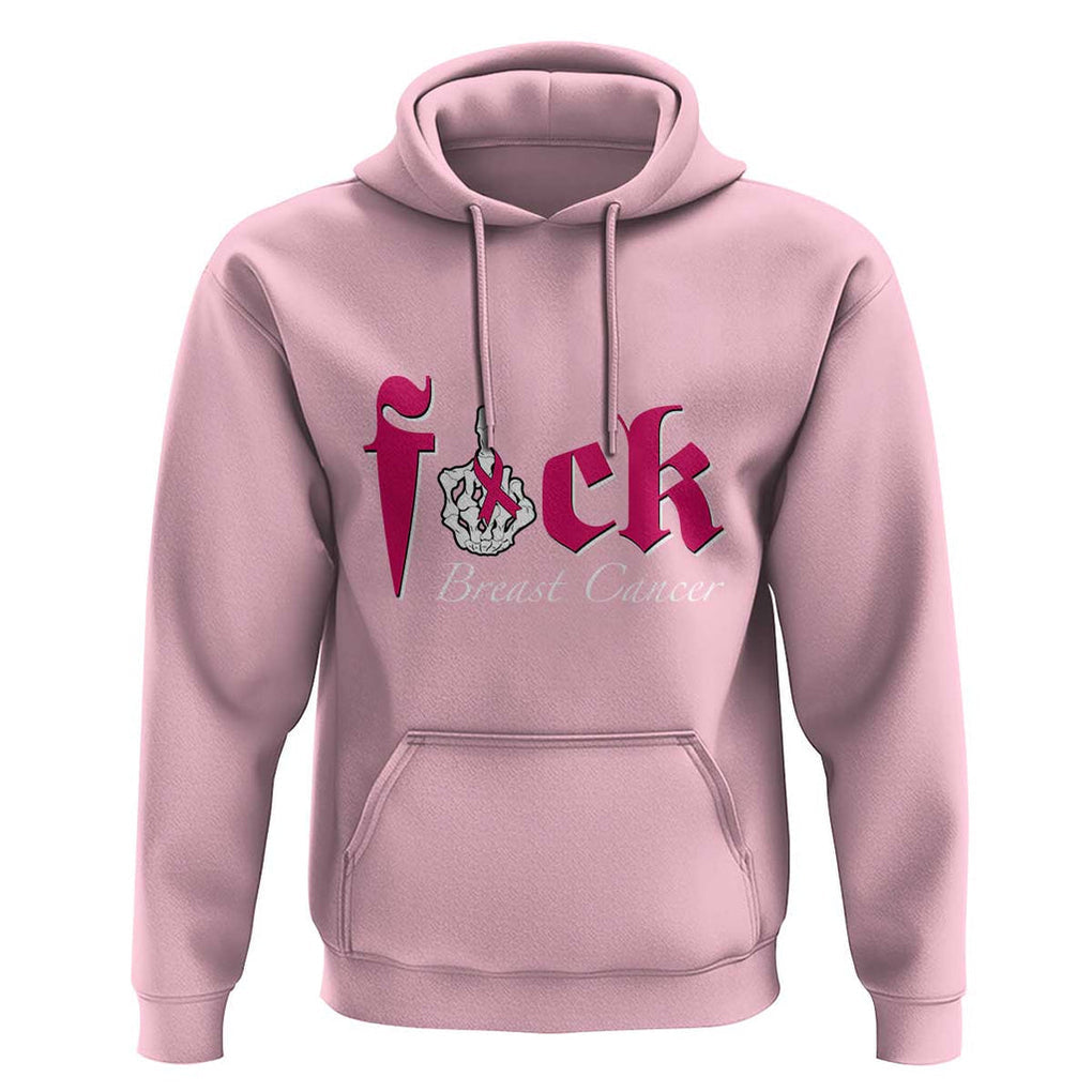 Pink Breast Cancer Hoodie Fuck Cancer Skeleton Hand TS09 Light Pink Print Your Wear