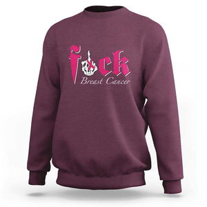 Pink Breast Cancer Sweatshirt Fuck Cancer Skeleton Hand TS09 Maroon Print Your Wear