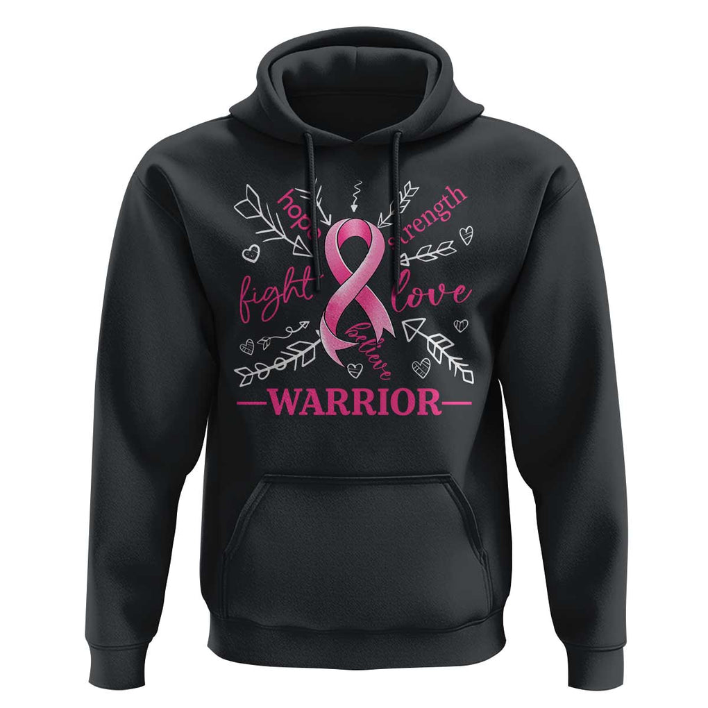 Breast Cancer Warrior Hoodie Love Fight Strength Hope Arrow Pink Ribbon TS09 Black Print Your Wear