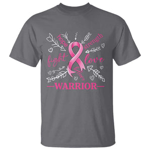 Breast Cancer Warrior T Shirt Love Fight Strength Hope Arrow Pink Ribbon TS09 Charcoal Print Your Wear