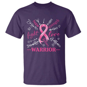 Breast Cancer Warrior T Shirt Love Fight Strength Hope Arrow Pink Ribbon TS09 Purple Print Your Wear