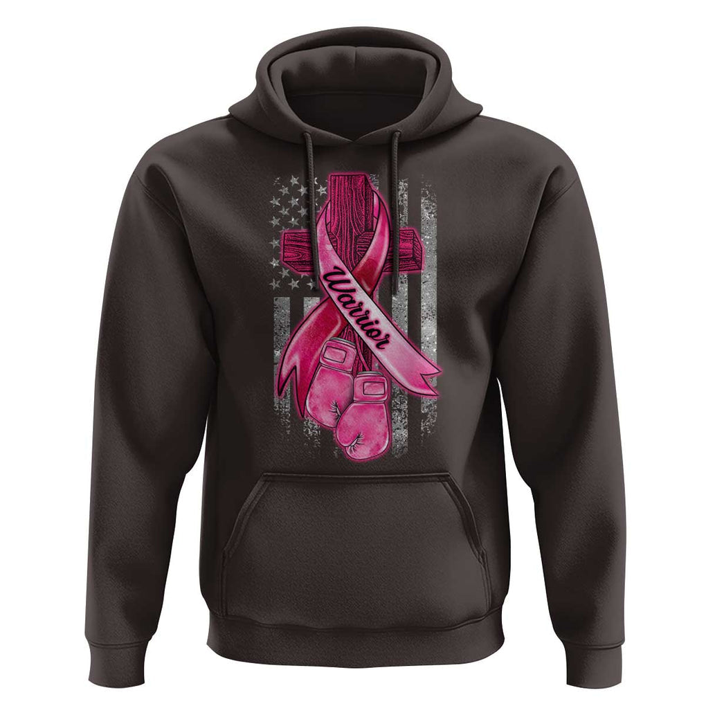 Pink Breast Cancer Hoodie I Am Warrior American Flag TS09 Dark Chocolate Print Your Wear