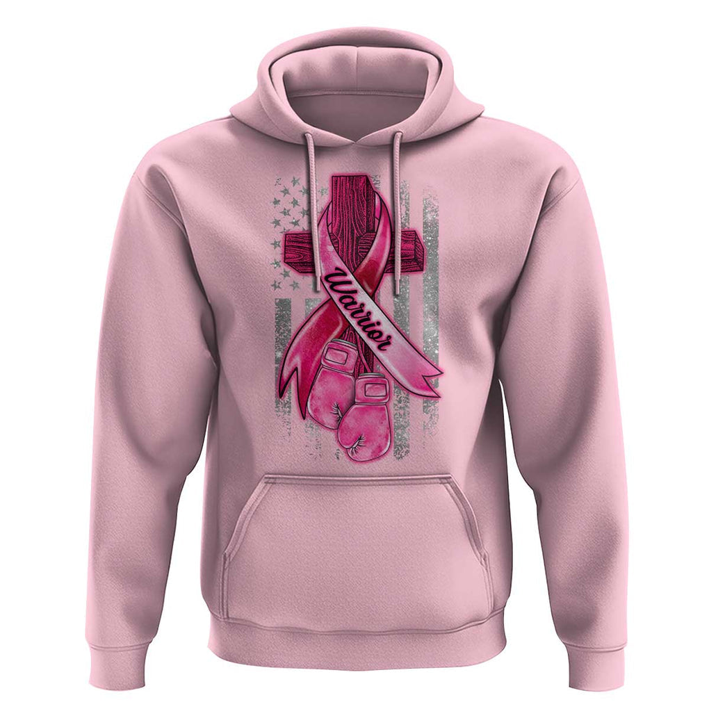 Pink Breast Cancer Hoodie I Am Warrior American Flag TS09 Light Pink Print Your Wear