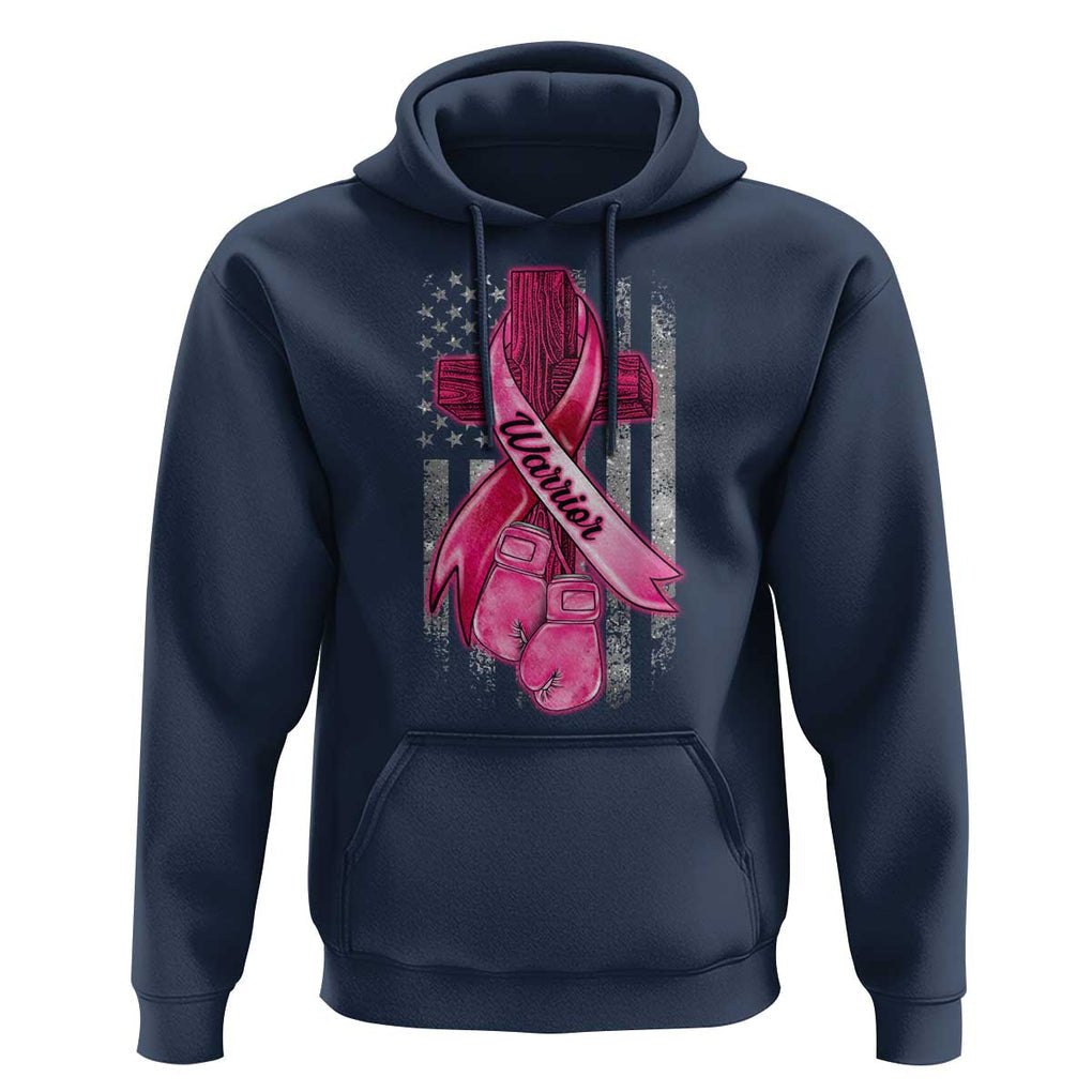 Pink Breast Cancer Hoodie I Am Warrior American Flag TS09 Navy Print Your Wear