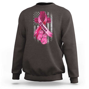 Pink Breast Cancer Sweatshirt I Am Warrior American Flag TS09 Dark Chocolate Print Your Wear