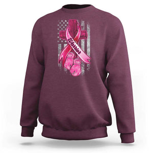 Pink Breast Cancer Sweatshirt I Am Warrior American Flag TS09 Maroon Print Your Wear