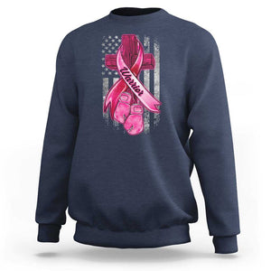 Pink Breast Cancer Sweatshirt I Am Warrior American Flag TS09 Navy Print Your Wear