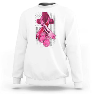 Pink Breast Cancer Sweatshirt I Am Warrior American Flag TS09 White Print Your Wear