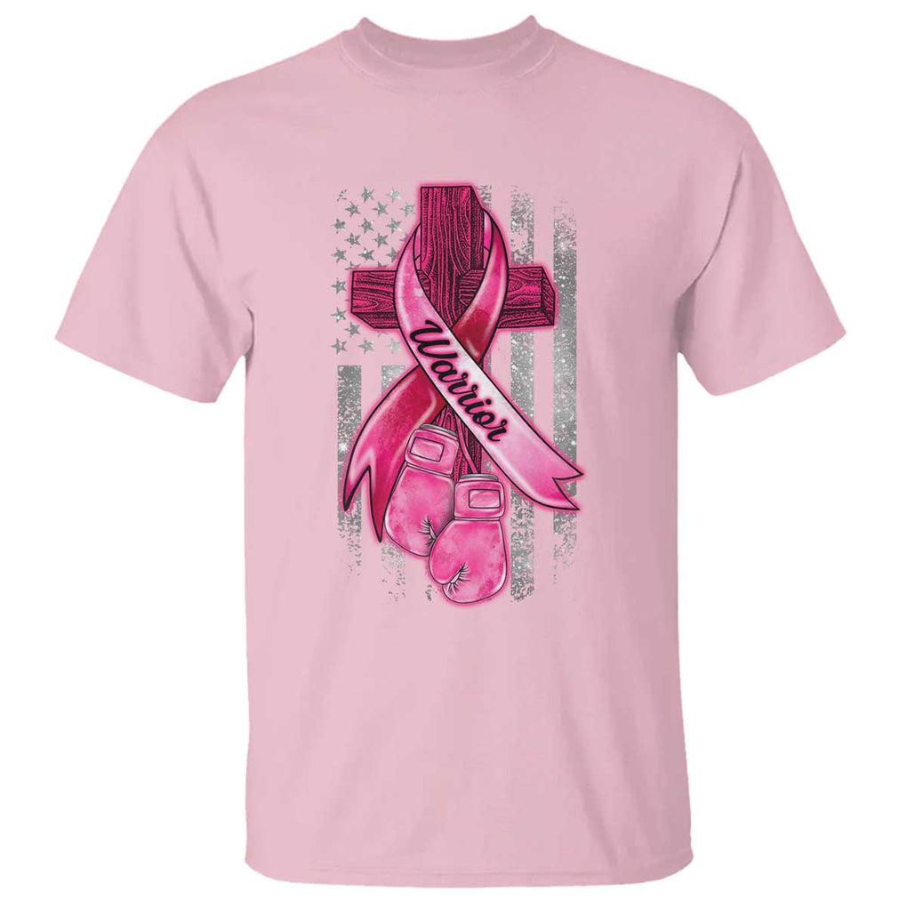 Pink Breast Cancer T Shirt I Am Warrior American Flag TS09 Light Pink Print Your Wear