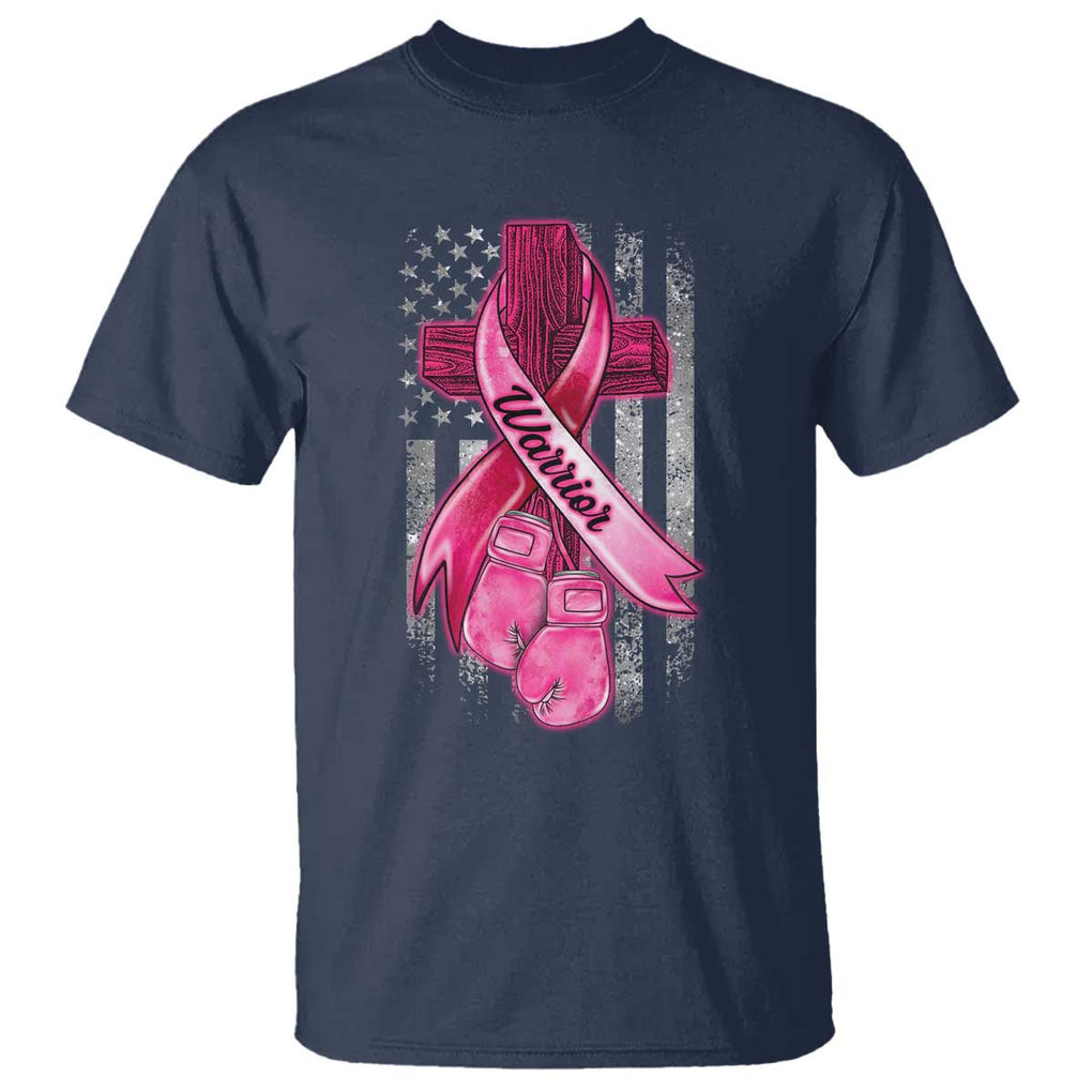 Pink Breast Cancer T Shirt I Am Warrior American Flag TS09 Navy Print Your Wear