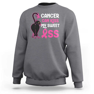 Funny Breast Cancer Sweatshirt Cancer Can Kiss My Sweet Ass Cool Cat TS09 Charcoal Print Your Wear