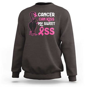 Funny Breast Cancer Sweatshirt Cancer Can Kiss My Sweet Ass Cool Cat TS09 Dark Chocolate Print Your Wear