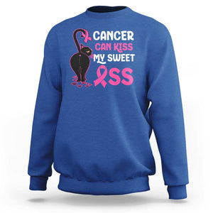 Funny Breast Cancer Sweatshirt Cancer Can Kiss My Sweet Ass Cool Cat TS09 Royal Blue Print Your Wear