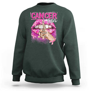 Breast Cancer Sweatshirt Cancer Can Kiss My Sweet Ass TS09 Dark Forest Green Print Your Wear