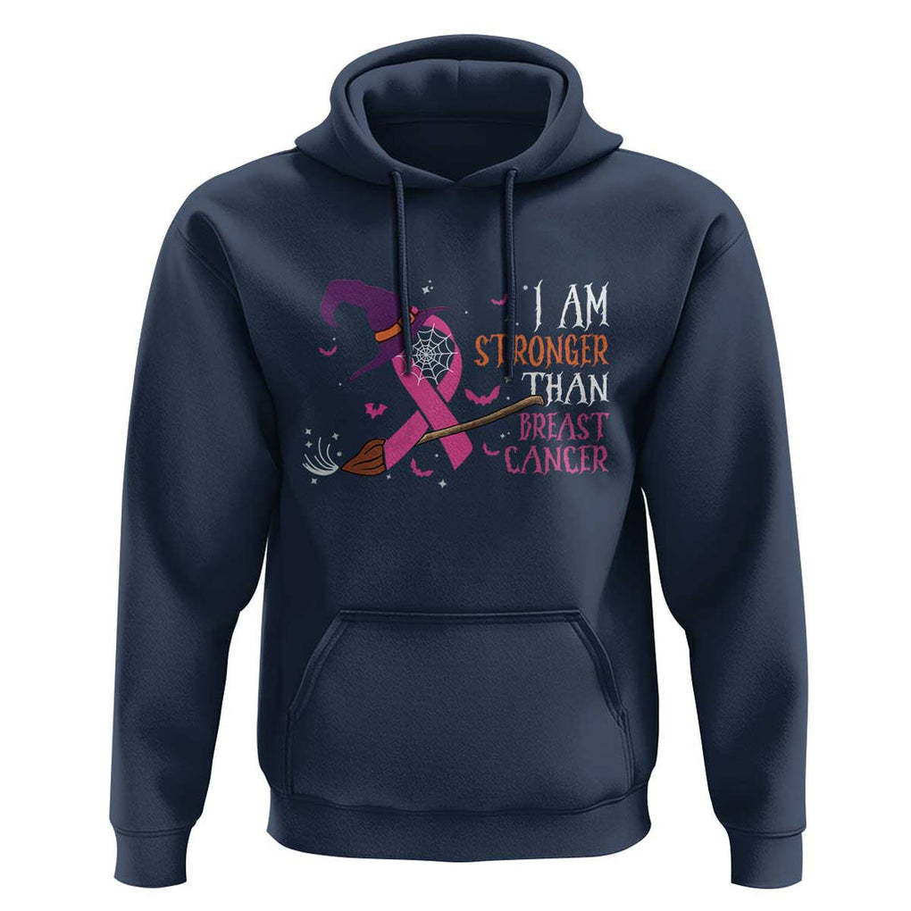 I Am Stronger Than Breast Cancer Halloween Witch Hoodie TS09 Navy Print Your Wear