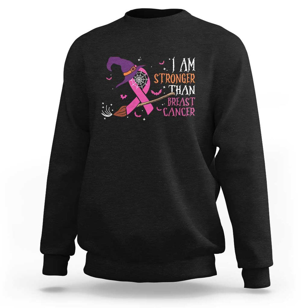 I Am Stronger Than Breast Cancer Halloween Witch Sweatshirt TS09 Black Print Your Wear