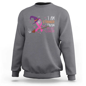 I Am Stronger Than Breast Cancer Halloween Witch Sweatshirt TS09 Charcoal Print Your Wear