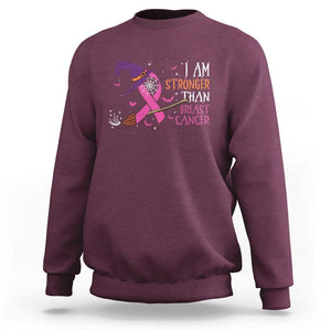 I Am Stronger Than Breast Cancer Halloween Witch Sweatshirt TS09 Maroon Print Your Wear