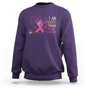 I Am Stronger Than Breast Cancer Halloween Witch Sweatshirt TS09 Purple Print Your Wear