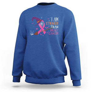 I Am Stronger Than Breast Cancer Halloween Witch Sweatshirt TS09 Royal Blue Print Your Wear